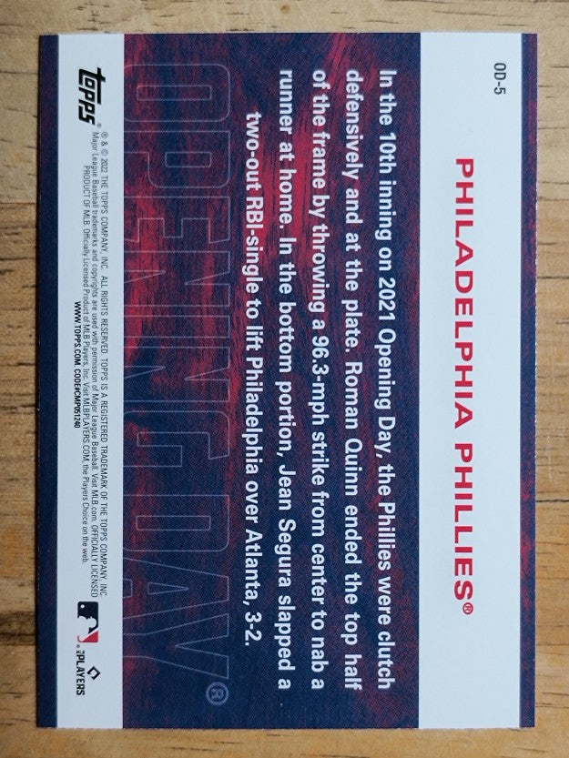 2022 Topps Opening Day Opening Day #OD5 Philadelphia Phillies