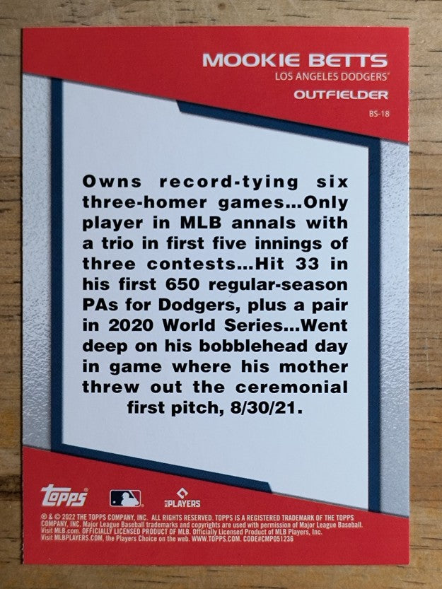 2022 Topps Opening Day Bomb Squad #BS18 Mookie Betts