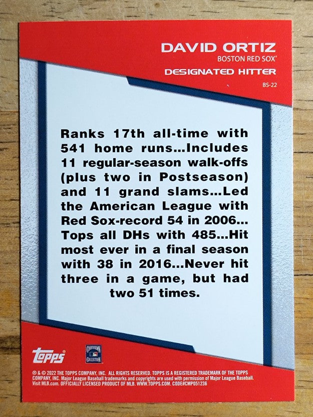 2022 Topps Opening Day Bomb Squad #BS22 David Ortiz