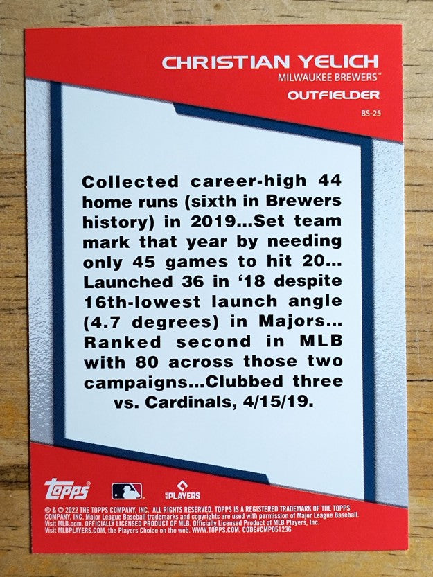 2022 Topps Opening Day Bomb Squad #BS25 Christian Yelich