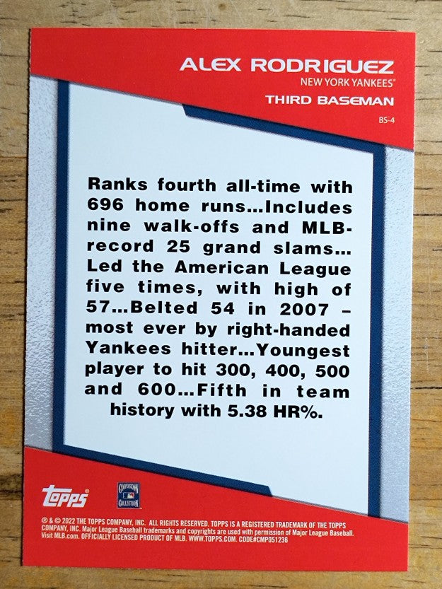 2022 Topps Opening Day Bomb Squad #BS4 Alex Rodriguez