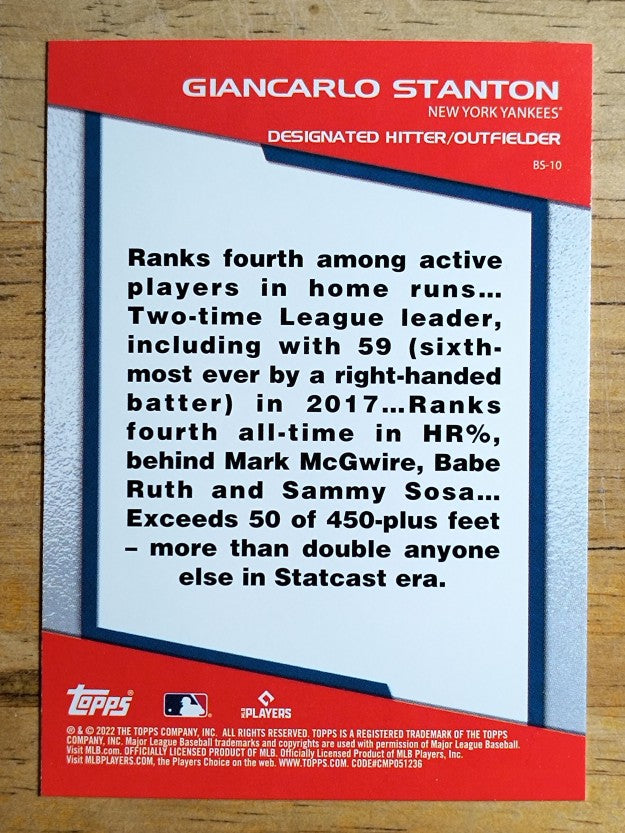 2022 Topps Opening Day Bomb Squad #BS10 Giancarlo Stanton