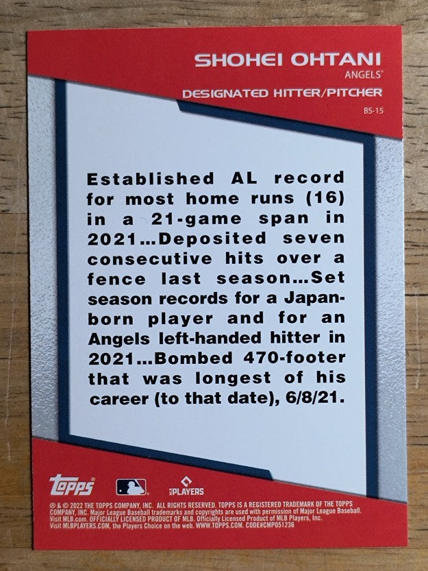 2022 Topps Opening Day Bomb Squad #BS15 Shohei Ohtani