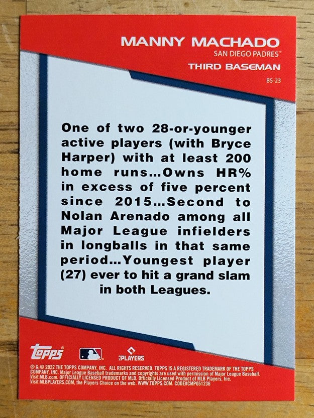2022 Topps Opening Day Bomb Squad #BS23 Manny Machado