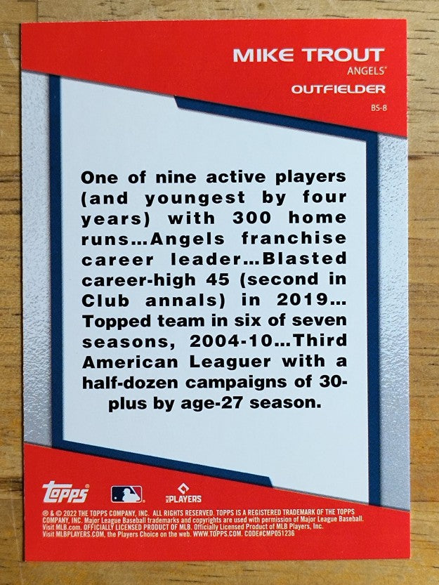 2022 Topps Opening Day Bomb Squad #BS8 Mike Trout