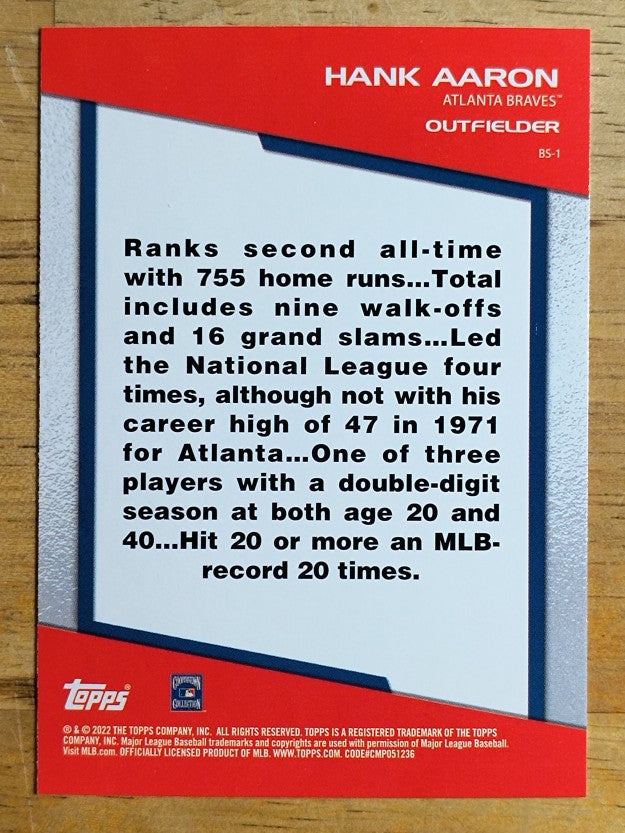 2022 Topps Opening Day Bomb Squad #BS1 Hank Aaron