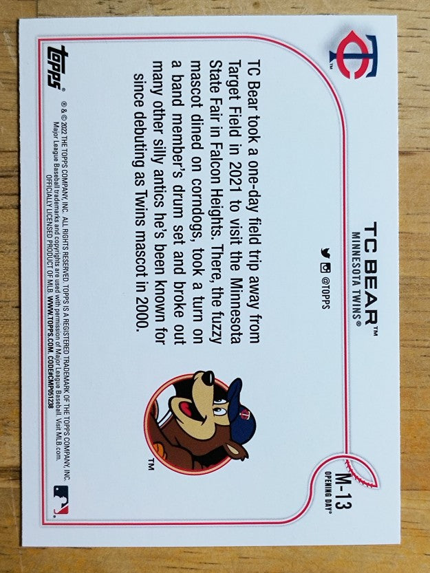 2022 Topps Opening Day Mascots #M13 TC Bear