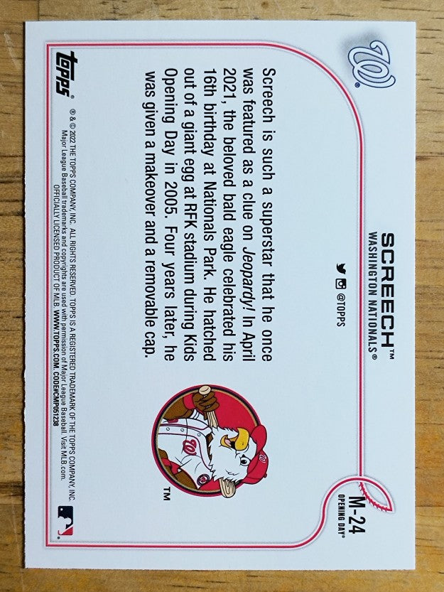 2022 Topps Opening Day Mascots #M24 Screech