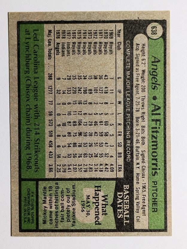 1979 Topps #638 Al Fitzmorris (EXMT)