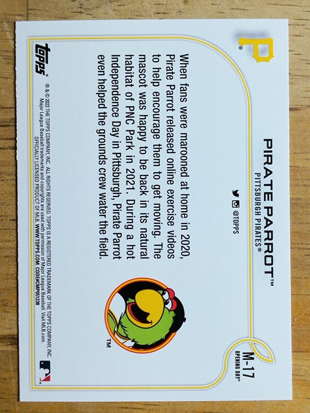2022 Topps Opening Day Mascots #M17 Pirate Parrot