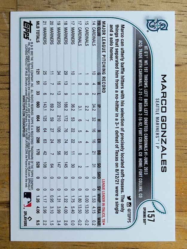 2022 Topps Opening Day #157 Marco Gonzales