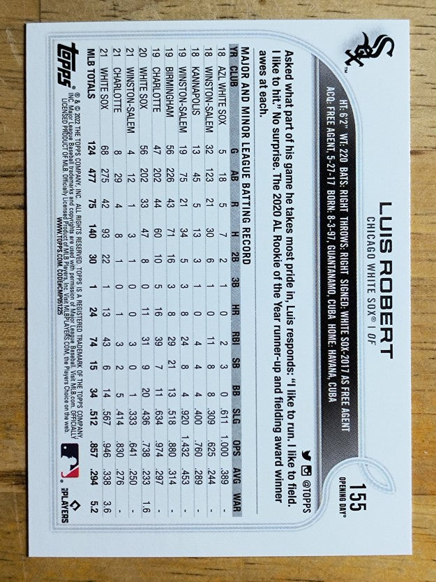 2022 Topps Opening Day #155 Luis Robert