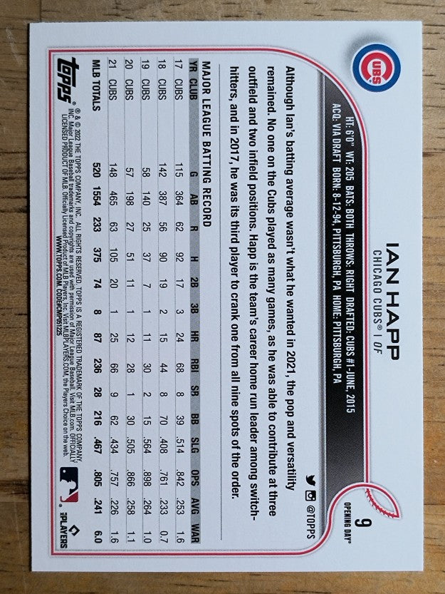 2022 Topps Opening Day #9 Ian Happ