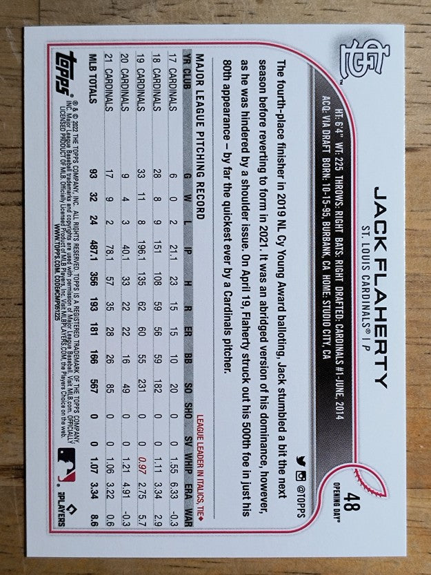 2022 Topps Opening Day #48 Jack Flaherty