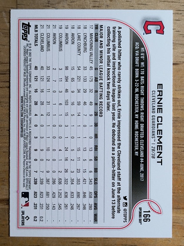 2022 Topps Opening Day #166 Ernie Clement RC