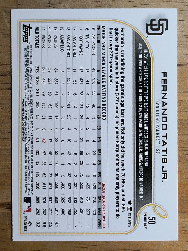 2022 Topps Opening Day #50 Fernando Tatis Jr.