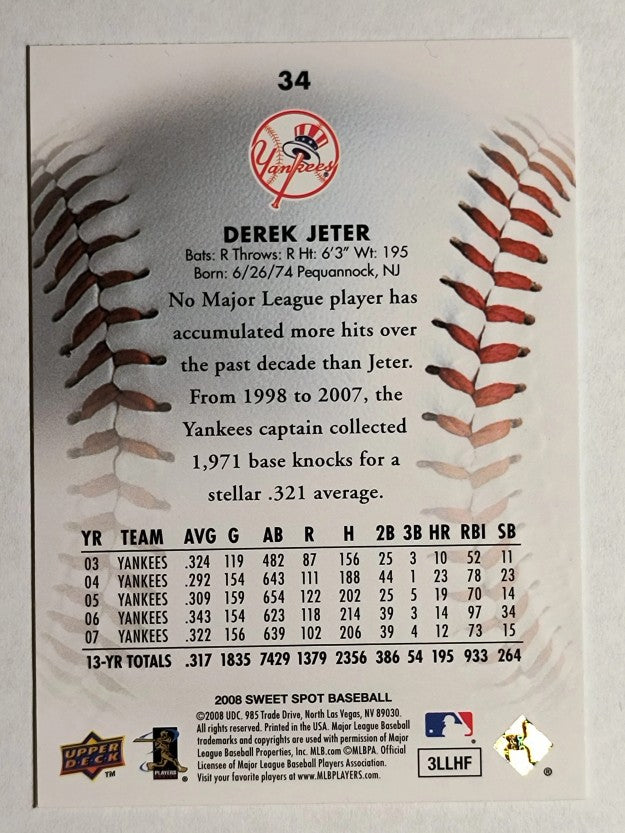 2008 Sweet Spot #34 Derek Jeter