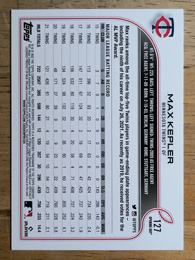 2022 Topps Opening Day #127 Max Kepler