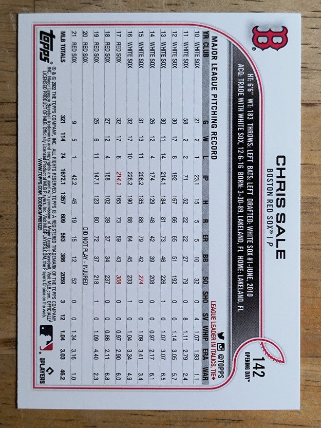 2022 Topps Opening Day #142 Chris Sale