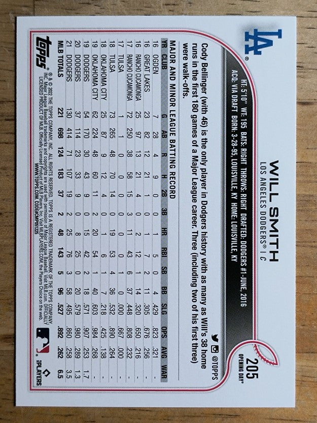 2022 Topps Opening Day #205 Will Smith