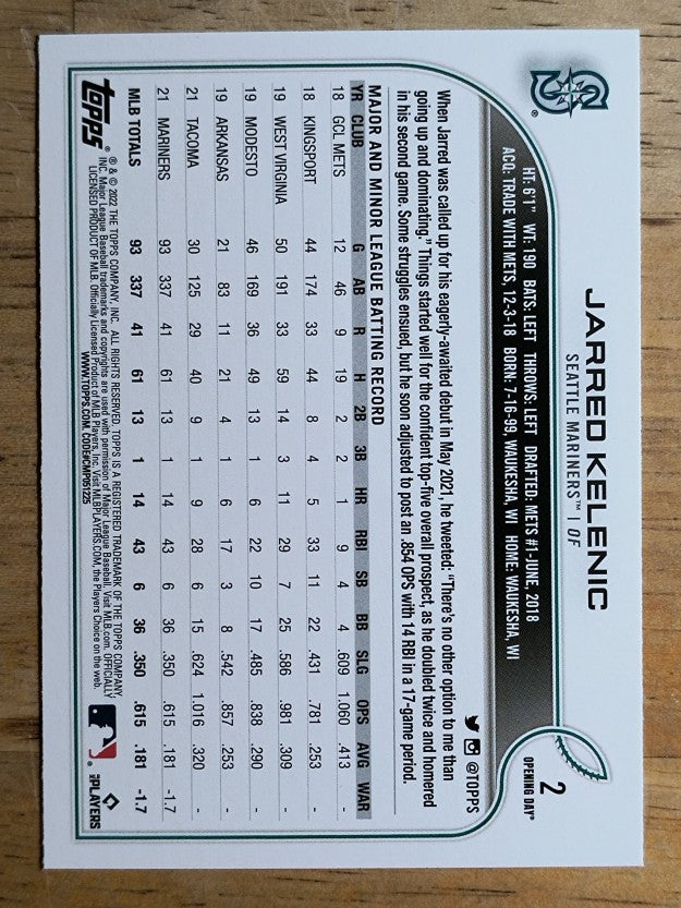 2022 Topps Opening Day #2 Jarred Kelenic