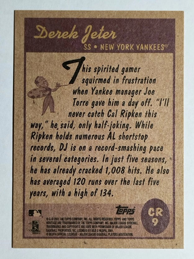 2001 Topps Heritage Classic Renditions #CR9 Derek Jeter