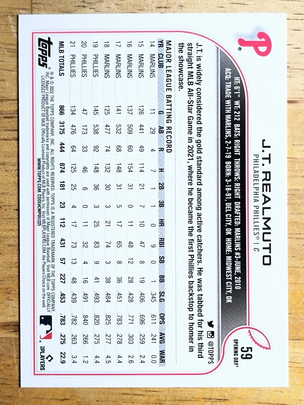 2022 Topps Opening Day #59 J.T. Realmuto