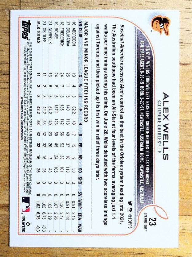 2022 Topps Opening Day #23 Alex Wells RC