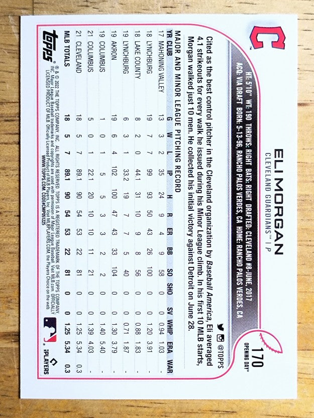 2022 Topps Opening Day #170 Eli Morgan RC