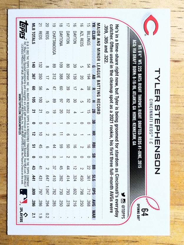 2022 Topps Opening Day #64 Tyler Stephenson
