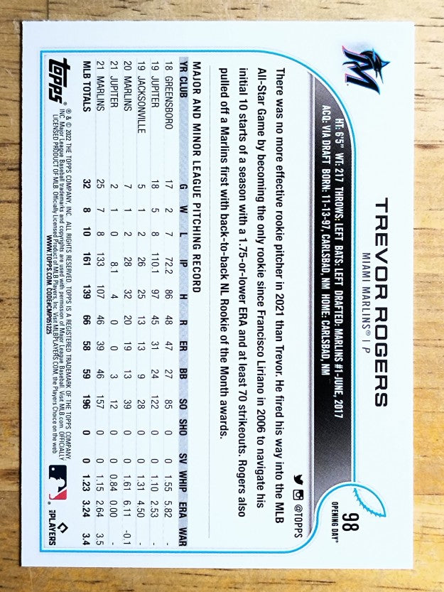 2022 Topps Opening Day #98 Trevor Rogers