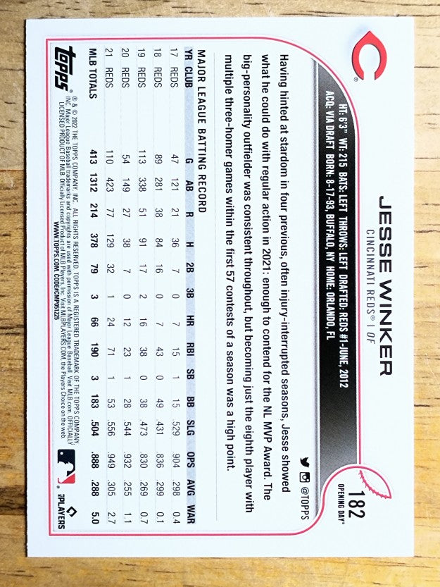 2022 Topps Opening Day #182 Jesse Winker