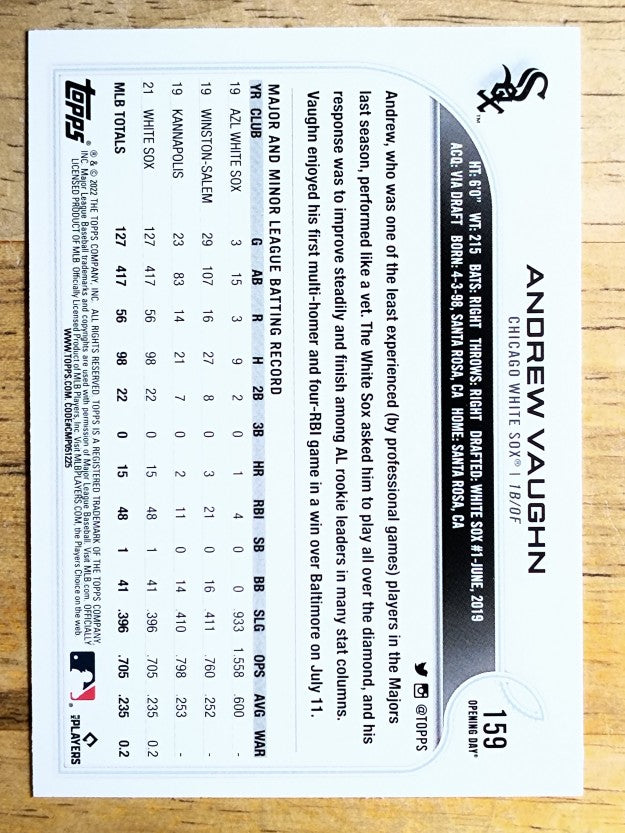2022 Topps Opening Day #159 Andrew Vaughn