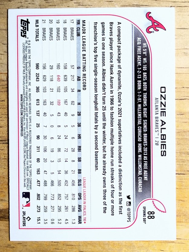 2022 Topps Opening Day #88 Ozzie Albies