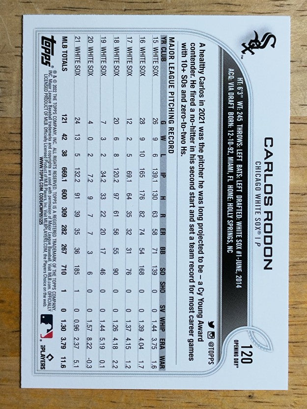 2022 Topps Opening Day #120 Carlos Rodon
