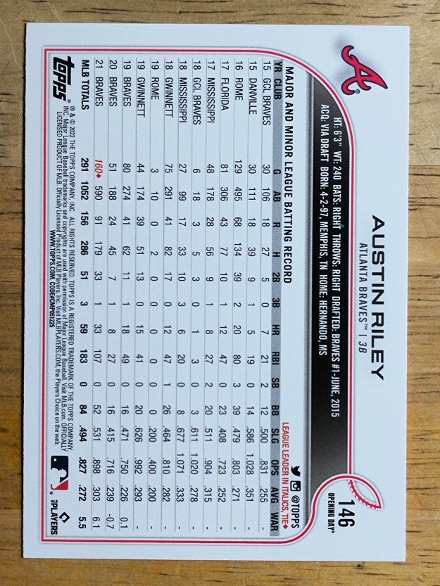 2022 Topps Opening Day #146 Austin Riley
