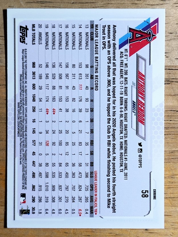 2021 Topps Chrome #58 Anthony Rendon