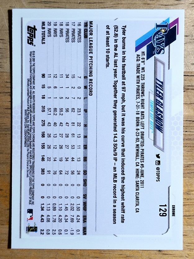 2021 Topps Chrome #129 Tyler Glasnow