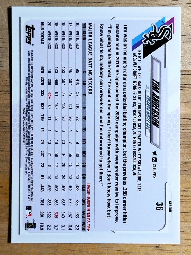 2021 Topps Chrome #36 Tim Anderson