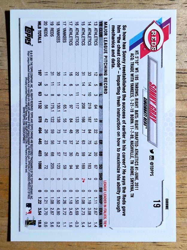 2021 Topps Chrome #19 Sonny Gray