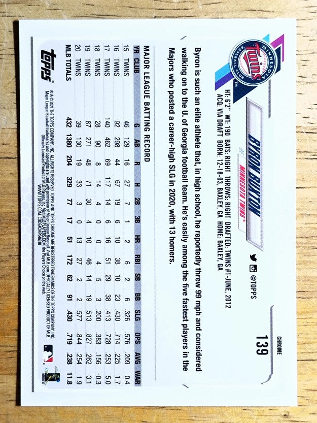 2021 Topps Chrome #139 Byron Buxton