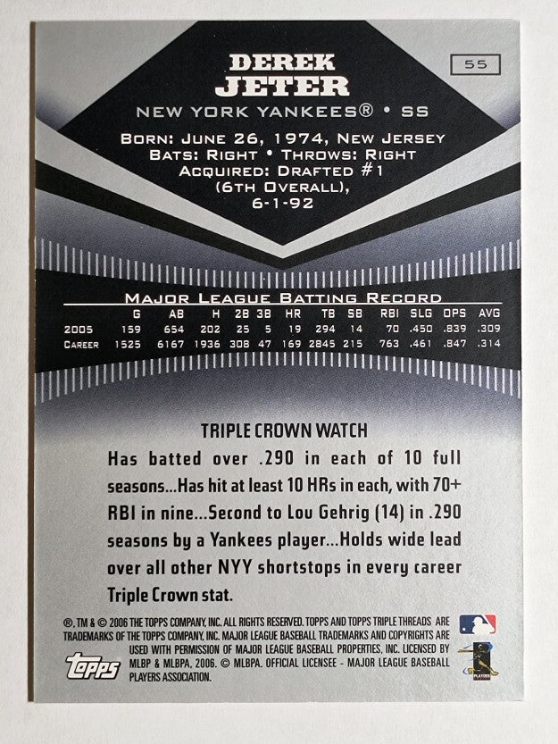 2006 Topps Triple Threads #55 Derek Jeter