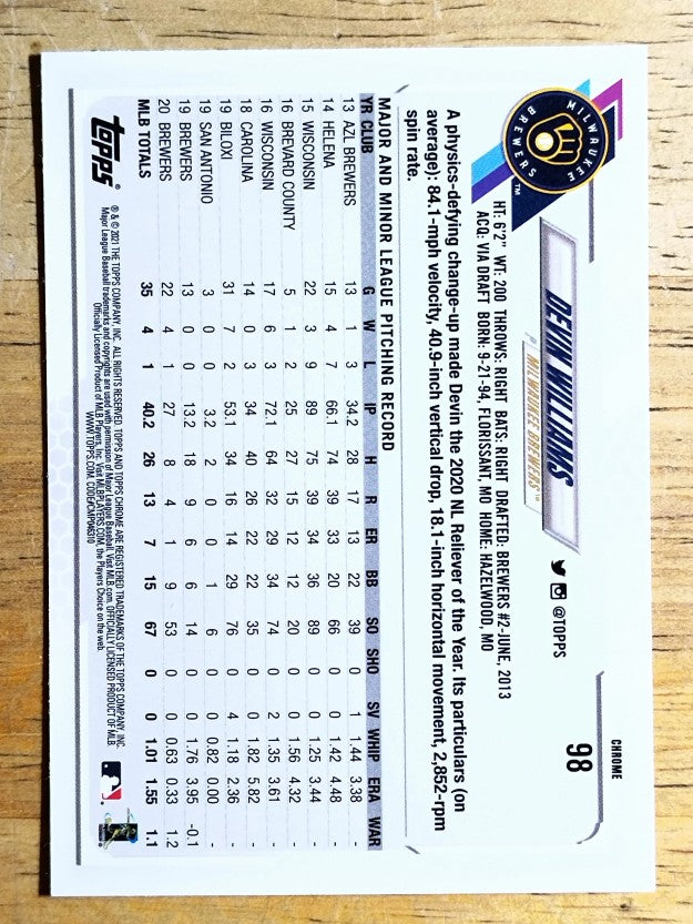 2021 Topps Chrome #98 Devin Williams