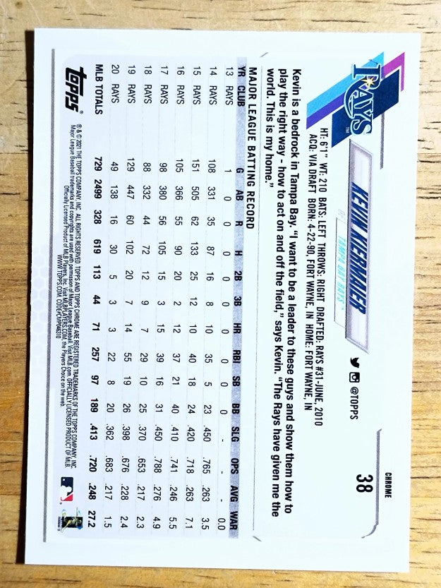 2021 Topps Chrome #38 Kevin Kiermaier