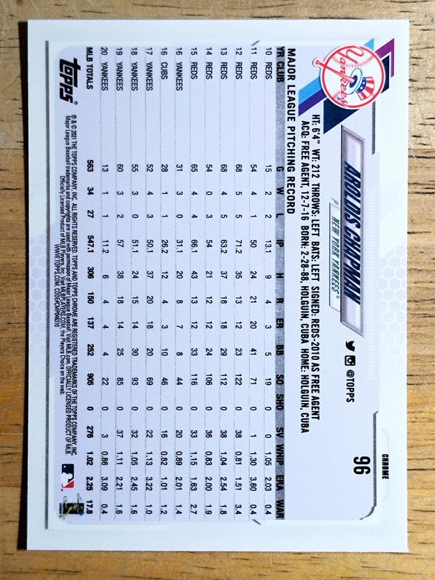 2021 Topps Chrome #96 Aroldis Chapman