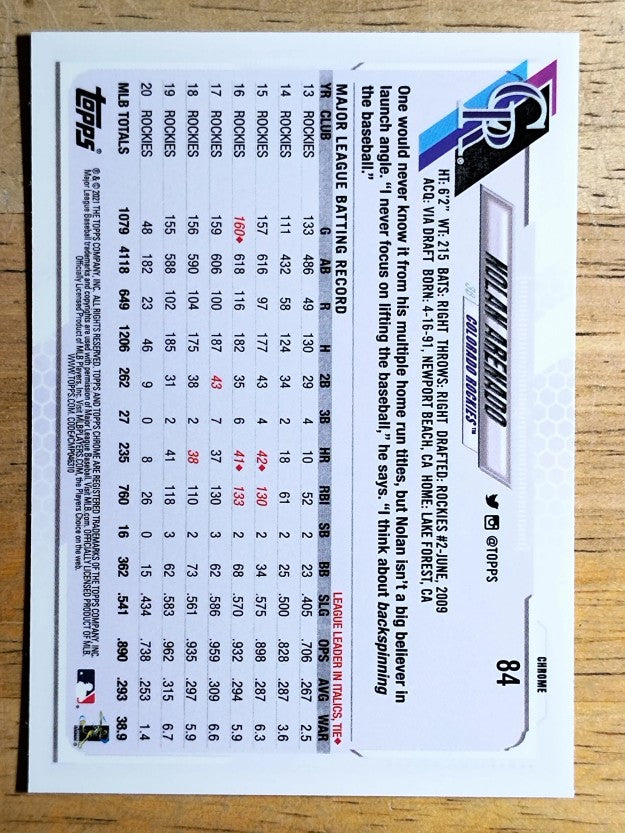 2021 Topps Chrome #84 Nolan Arenado