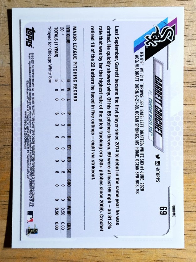 2021 Topps Chrome #69 Garrett Crochet RC
