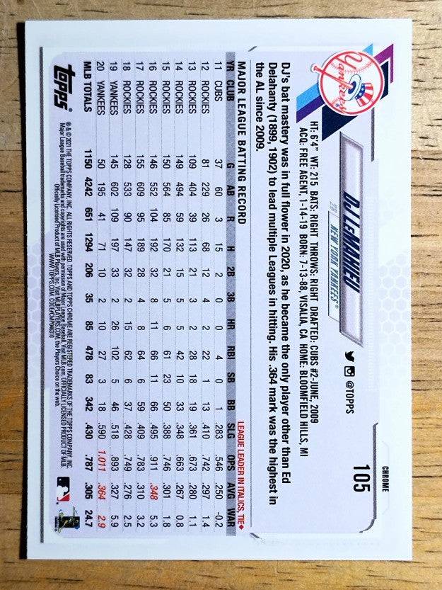 2021 Topps Chrome #105 DJ LeMahieu