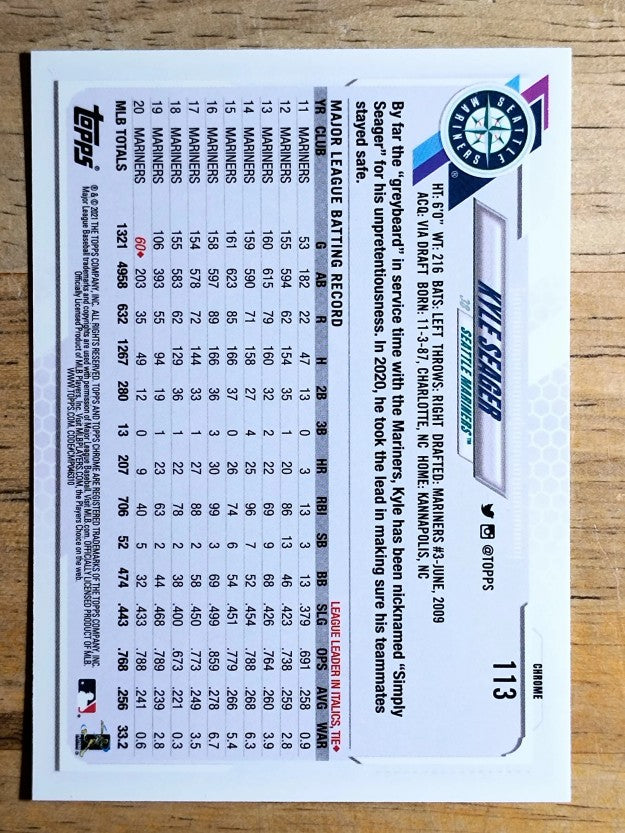 2021 Topps Chrome #113 Kyle Seager