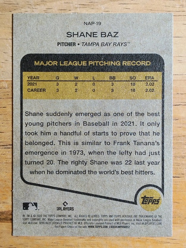 2022 Topps Heritage New Age Performers #NAP19 Shane Baz
